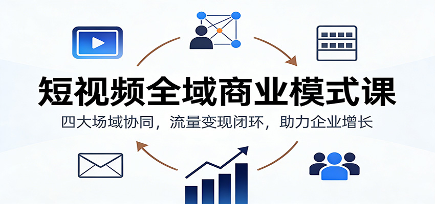 短视频全域商业模式课：四大场域协同，流量变现闭环，助力企业增长-蓝海云网创