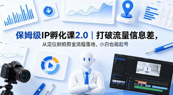 保姆级IP孵化课2.0｜打破流量信息差，从定位到拍剪全流程落地，小白也能起号-蓝海云网创