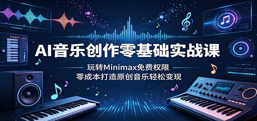 AI音乐创作零基础实战课：玩转Minimax免费权限，零成本打造原创音乐轻松变现-蓝海云网创