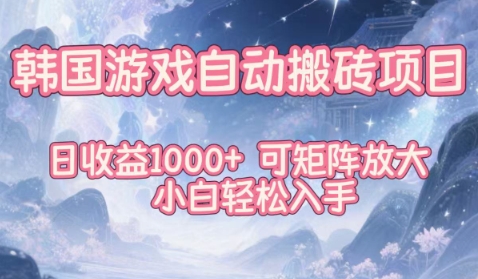 韩国游戏自动搬砖项目，日收益1k+，可矩阵放大，小白轻松入手【揭秘】-蓝海云网创