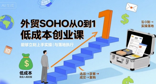 外贸SOHO从0到1低成本创业课,能够立刻上手实操与落地执行-蓝海云网创