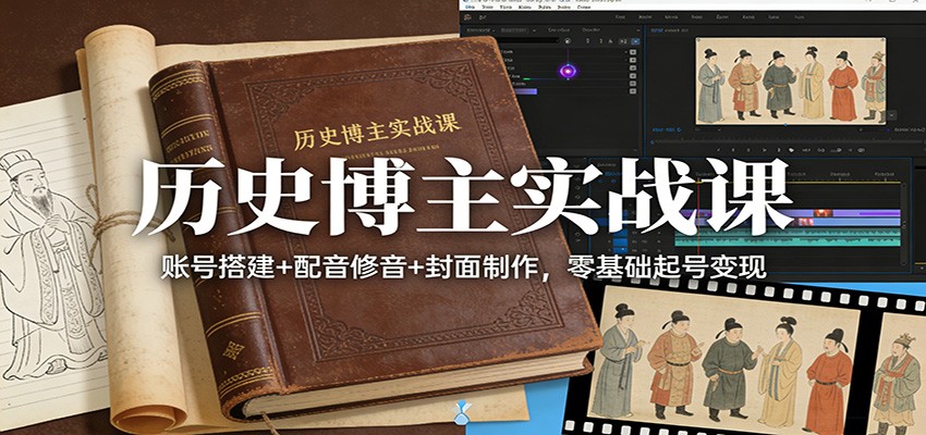 历史博主实战课：账号搭建+配音修音+封面制作，零基础起号变现-蓝海云网创