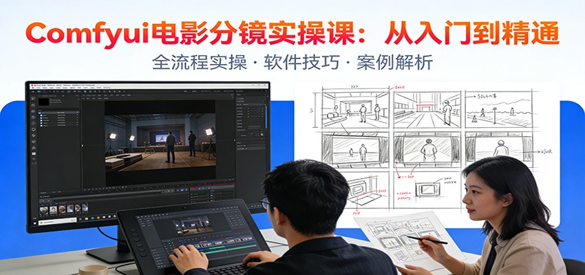 ComfyUI电影分镜实操课：分镜一致性，全流程AI视频制作，零基础也能做专业分镜-蓝海云网创
