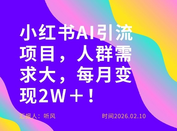 她通过这个AI项目每月做到2W＋的收入，最新小红书AI项目，人群需求大！-蓝海云网创