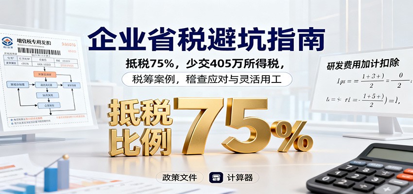 企业省税避坑指南：抵税75%，少交405万所得税，税筹案例，稽查应对与灵活用工-蓝海云网创