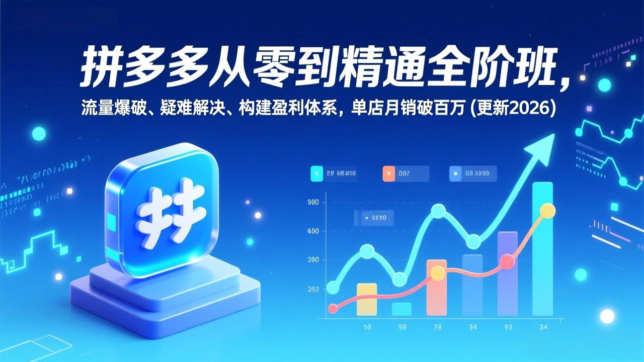 拼多多从零到精通全阶班，流量爆破、疑难解决，构建盈利体系，单店月销破百万(更新2026-蓝海云网创