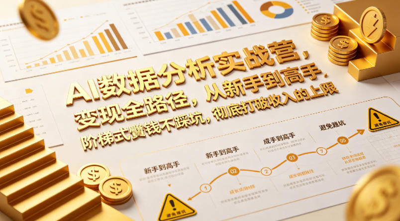 AI数据分析实战营，变现全路径，从新手到高手，阶梯式賺钱不踩坑，彻底打破收入的上限-蓝海云网创