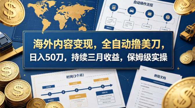 海外内容变现，全自动撸美刀，日入50刀，持续三月收益，保姆级实操【揭秘】-蓝海云网创