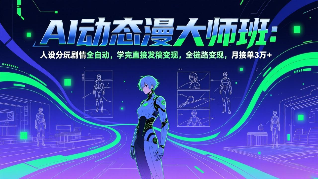 AI动态漫剧大师班：人设分镜剧情全自动，学完直接发稿变现，全链路变现，月接单3万+-蓝海云网创