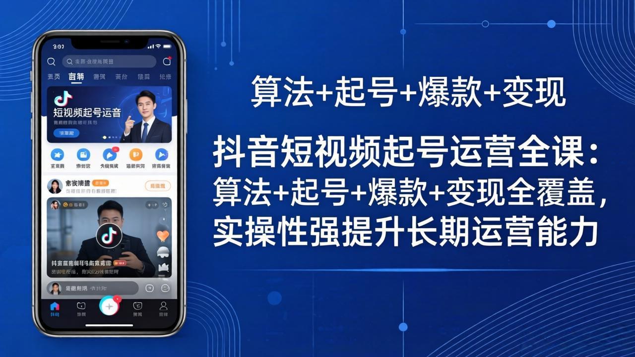 抖音短视频起号运营全课：算法+起号+爆款+变现全覆盖，实操性强提升长期运营能力-蓝海云网创