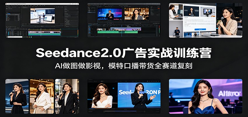 Seedance2.0广告实战训练营：AI做图做影视，模特口播带货全赛道复刻-蓝海云网创