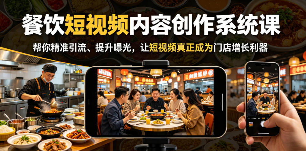 餐饮短视频内容创作系统课，帮你精准引流、提升曝光，让短视频真正成为门店增长利器-蓝海云网创