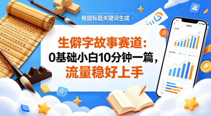 公众号流量主——生僻字故事赛道，流量稳，好上手，0基础小白也能10分钟一篇-蓝海云网创