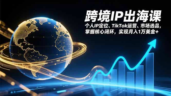 跨境IP出海课,个人IP定位、TikTok运营、市场选品,掌握核心闭环,实现月入1万美金+-蓝海云网创