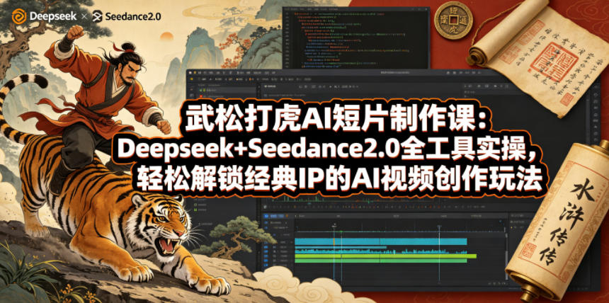 武松打虎AI短片制作课：Deepseek+Seedance2.0全工具实操，轻松解锁经典IP的AI视频创作玩法-蓝海云网创