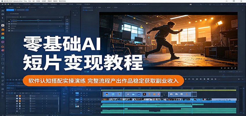 零基础AI短片变现教程：软件认知搭配实操演练，完整流程产出作品稳定获取副业收入-蓝海云网创