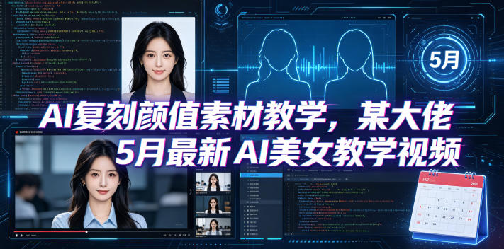 AI复刻颜值素材教学，某大佬5月最新AI美女教学视频，内含4月好物复刻教学-蓝海云网创