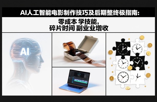 AI人工智能电影制作技巧及后期完整终极指南：零成本学技能，碎片时间副业增收-蓝海云网创