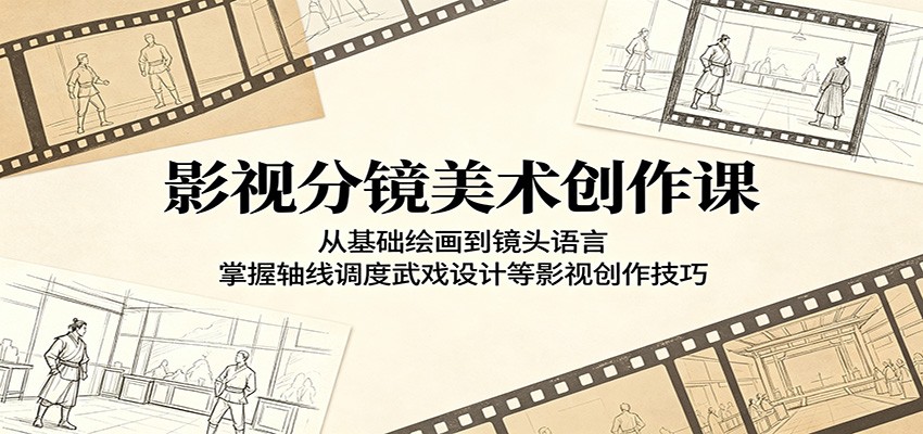 影视分镜美术创作课：从基础绘画到镜头语言，掌握轴线调度武戏设计等影视创作技巧-蓝海云网创
