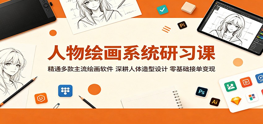 人物绘画系统研习课：精通多款主流绘画软件，深耕人体造型设计，零基础接单变现-蓝海云网创