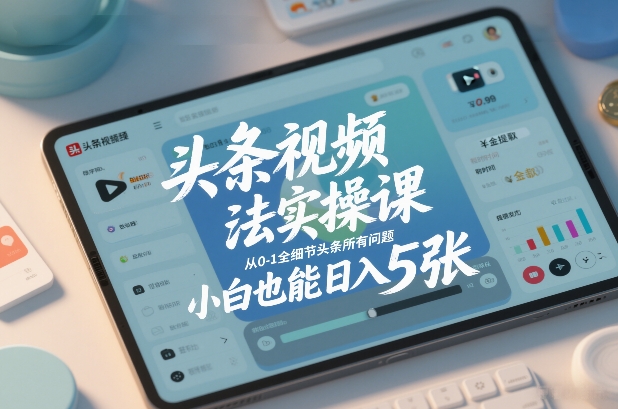 头条视频玩法实操课,从0-1全细节头条所有问题,小白也能日入5张-蓝海云网创