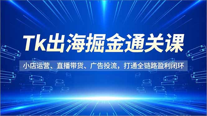 Tk出海掘金通关课，小店运营、直播带货、广告投流，打通全链路盈利闭环-蓝海云网创