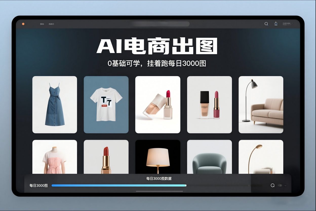 AI电商出图，0基础可学，挂着跑每日3000图-蓝海云网创