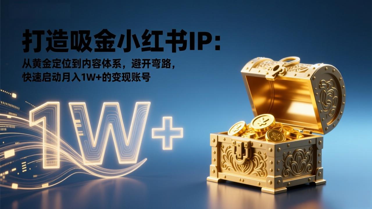 打造吸金小红书IP：从黄金定位到内容体系，避开弯路，快速启动月入1W+的变现账号-蓝海云网创