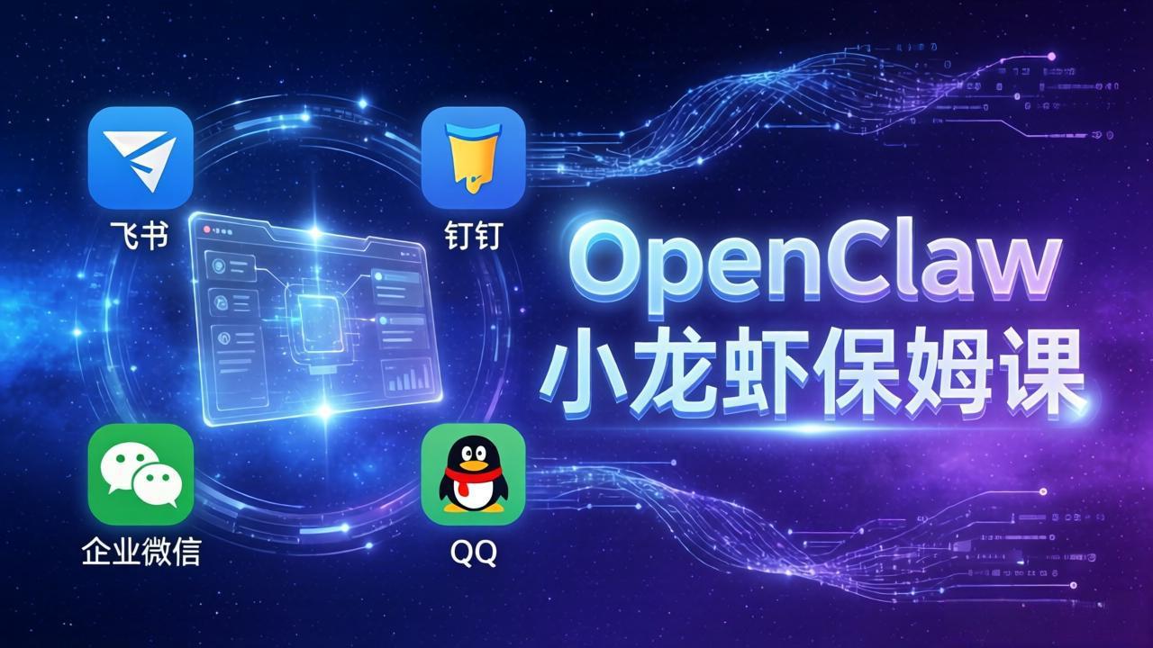 OpenClaw小龙虾保姆课： Windows/macOS/Linux/Docker全系统安装，飞书+钉钉+企业微信+QQ 全接入-蓝海云网创
