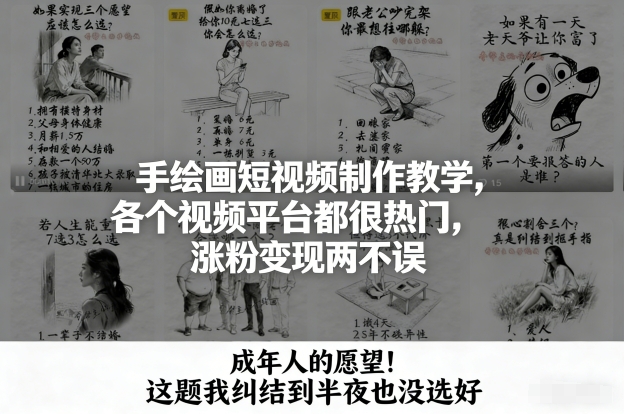 手绘画短视频制作教学，各个视频平台都很热门，涨粉变现两不误-蓝海云网创