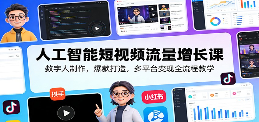 人工智能短视频流量增长课：数字人制作，爆款打造，多平台变现全流程教学-蓝海云网创