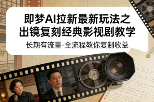 即梦AI拉新最新玩法之出镜复刻经典影视剧教学,长期有流量,全流程教你复制收益-蓝海云网创