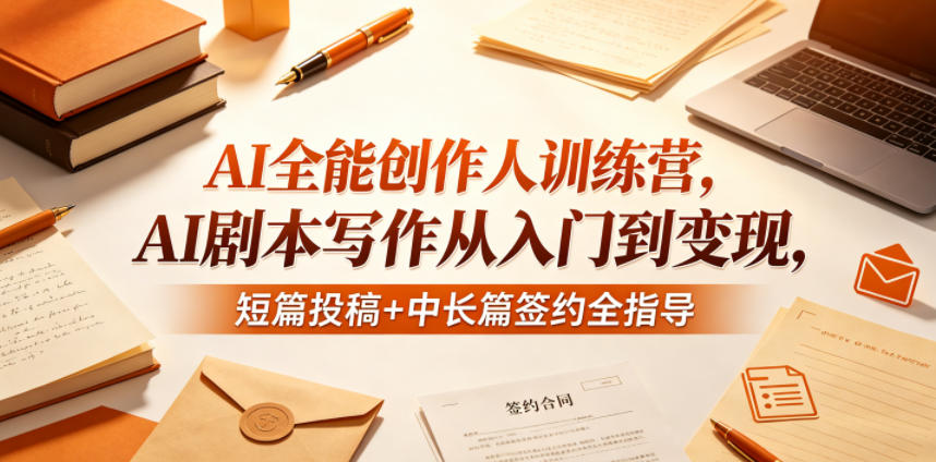 AI全能创作人训练营，AI剧本写作从入门到变现，短篇投稿+中长篇签约全指导-蓝海云网创
