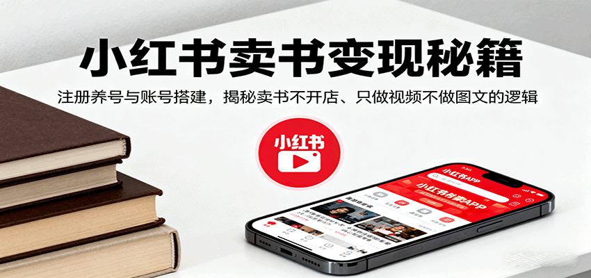 小红书卖书变现秘籍,注册养号与账号搭建,揭秘卖书不开店、只做视频不做图文的逻辑-蓝海云网创