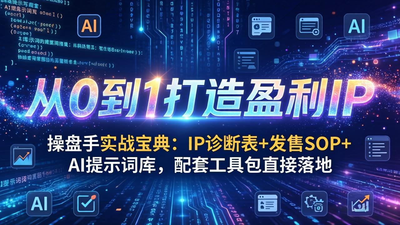 操盘手实战宝典：IP诊断表+发售SOP+AI提示词库，配套工具包直接落地，从0到1打造盈利IP-蓝海云网创