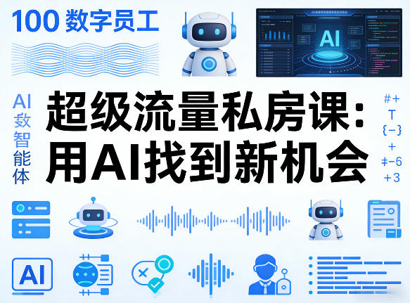你的AI数字员工100个智能体，超级流量私房课，用AI找到新机会-蓝海云网创