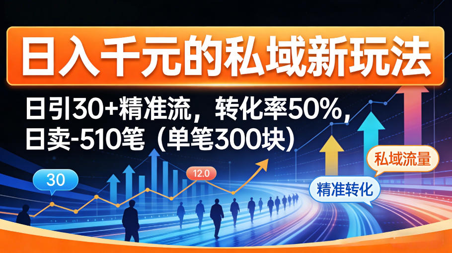 日入千米的私域新玩法：日引30＋精准流，转化率50%，日卖5-10笔(单笔300米)-蓝海云网创