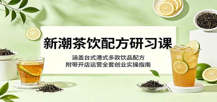 新潮茶饮配方研习课：涵盖台式港式多款饮品配方，附带开店运营全套创业实操指南-蓝海云网创