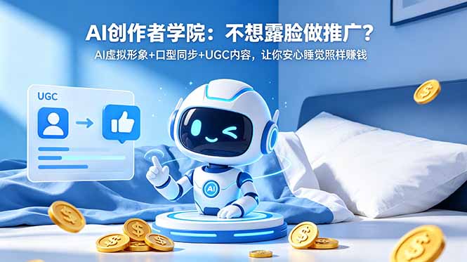 AI创作者学院：不想露脸做推广？AI虚拟形象+口型同步+UGC内容，让你安心睡觉照样赚钱-蓝海云网创
