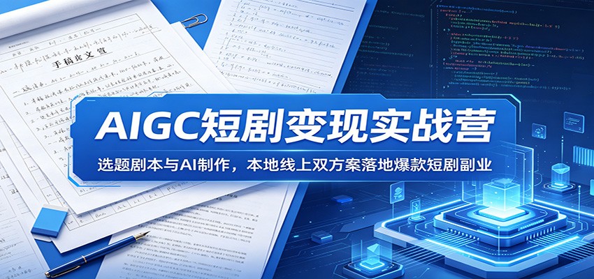 AIGC短剧变现实战营：选题剧本与AI制作，本地线上双方案落地爆款短剧副业-蓝海云网创