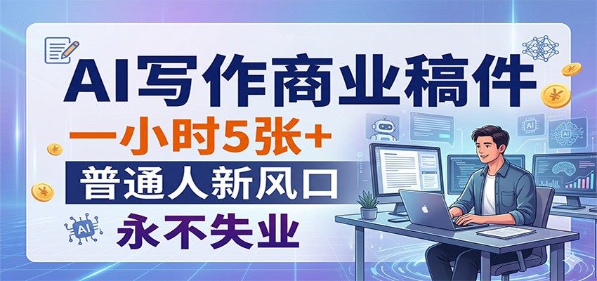 AI写作商业稿件，一小时5张+，普通人新风口，永不失业-蓝海云网创