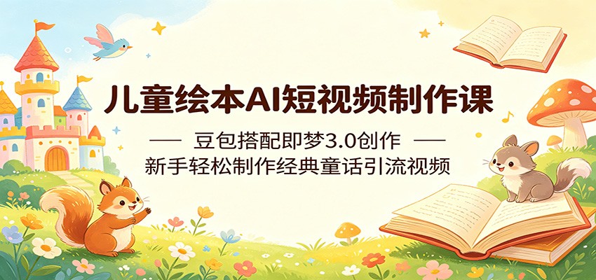 儿童绘本AI短视频制作课：豆包搭配即梦3.0创作，新手轻松制作经典童话引流视频-蓝海云网创