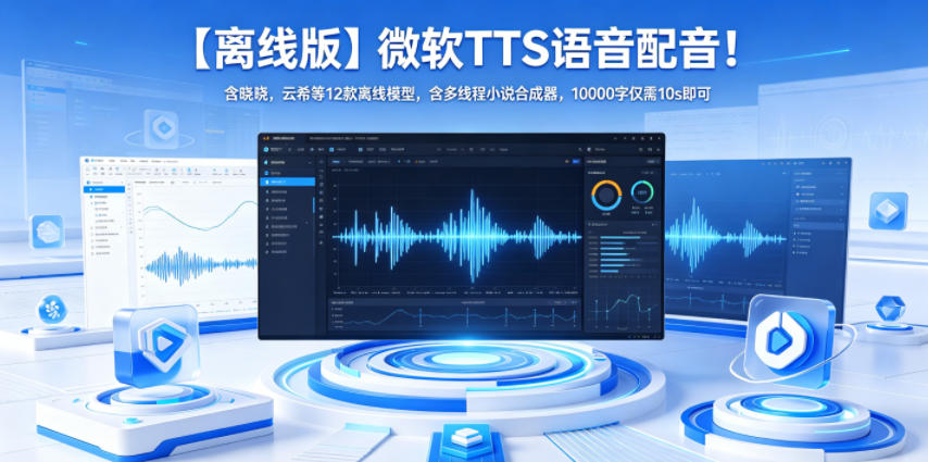 【离线版】微软TTS语音配音！含晓晓，云希等12款离线模型，含多线程小说合成器，10000字仅需10s即可-蓝海云网创