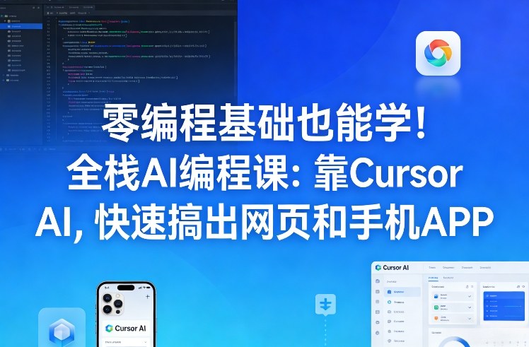 零编程基础也能学！全栈AI编程课：靠Cursor AI，快速搞出网页和手机APP-蓝海云网创