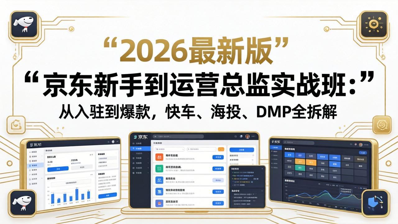 京东新手到运营总监实战班：从入驻到爆款，快车、海投、DMP全拆解，2026最新版-蓝海云网创