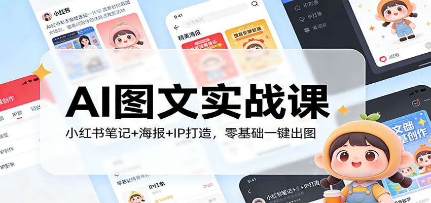AI图文实战课：小红书笔记+海报+IP打造，零基础一键出图-蓝海云网创