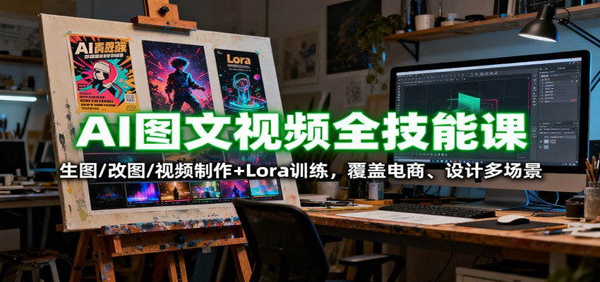 AI图文视频全技能课：生图/改图/视频制作+Lora训练，覆盖电商 、设计多场景-蓝海云网创