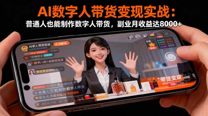 AI数字人带货变现实战:普通人也能制作数字人带货,副业月收益达8000+-蓝海云网创