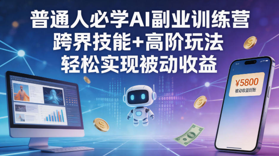 普通人必学AI副业训练营跨界技能+高阶玩法轻松实现被动收益-蓝海云网创