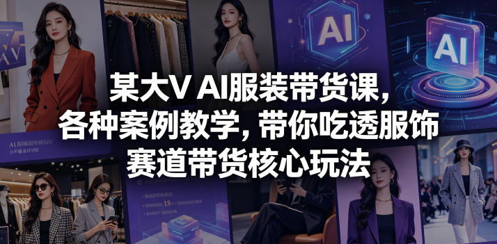 某大V AI服装带货课，各种案例教学，带你吃透服饰赛道带货核心玩法-蓝海云网创